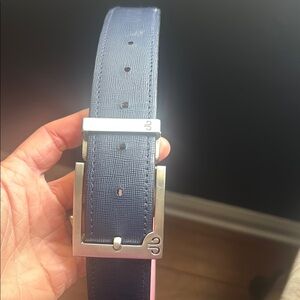 Blue Leather Belt with Modern Buckle Design by Druh